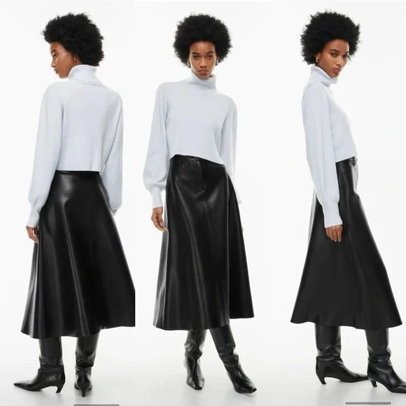 NWT Aritzia Wilfred Rebecca Turtleneck Sweater Merino Wool Frozen Grey Small - Picture 1 of 16